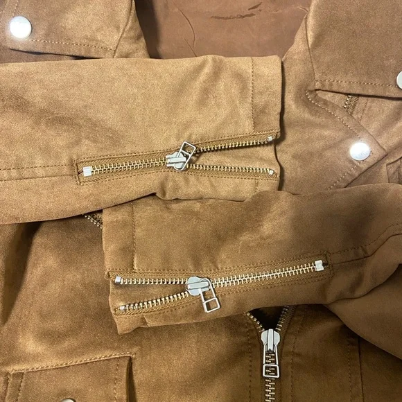 Talula Faux Suede Moto Jacket (No Belt) - Picture 3 of 4